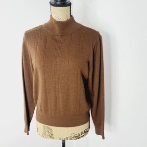 Vintage Harve Benard Classic Brown Mock Neck Knit Sweater